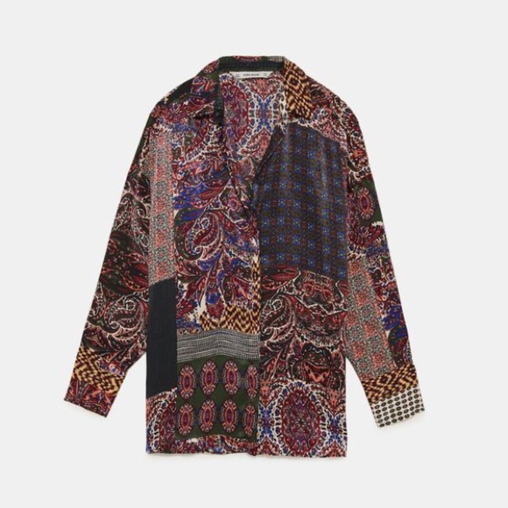 Zara patchwork button down top